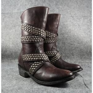 Old Gringo Boots Womens 6 Moto Western Queentia Short Leather Stud Biker Pull On